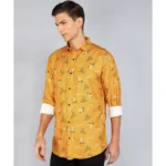 Generic Men's Casual Viscose Rayon Printed Full Sleeve Collar Shirt (Yellow) - Image 4