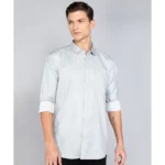 Generic Men's Casual Viscose Rayon Striped Full Sleeve Collar Shirt (Grey)