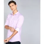 Generic Men's Casual Viscose Rayon Checkered Full Sleeve Collar Shirt (Purple-White) - Image 3