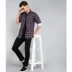 Generic Men's Casual Viscose Rayon Striped Full Sleeve Collar Shirt (Dark Blue) - Image 4