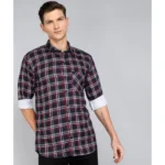 Generic Men's Casual Viscose Rayon Striped Full Sleeve Collar Shirt (Dark Blue)