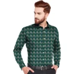 Men's Dark Green Printed Shirt