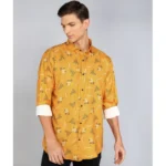 Generic Men's Casual Viscose Rayon Printed Full Sleeve Collar Shirt (Yellow)