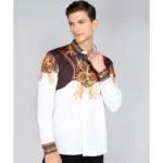 Generic Men's Casual Viscose Rayon Embroidered Full Sleeve Collar Shirt (Multicolor)