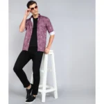 Generic Men's Casual Viscose Rayon Printed Full Sleeve Collar Shirt (Purple) - Image 4
