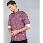 Generic Men's Casual Viscose Rayon Printed Full Sleeve Collar Shirt (Purple) - Image 3