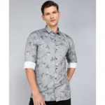 Generic Men's Casual Viscose Rayon Printed Full Sleeve Collar Shirt (Grey)