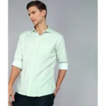 Generic Men's Casual Viscose Rayon Checkered Full Sleeve Collar Shirt (Green) - Image 3