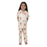 White Silk Blend Girls Night Suit