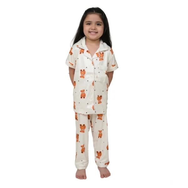 White Silk Blend Girls Night Suit