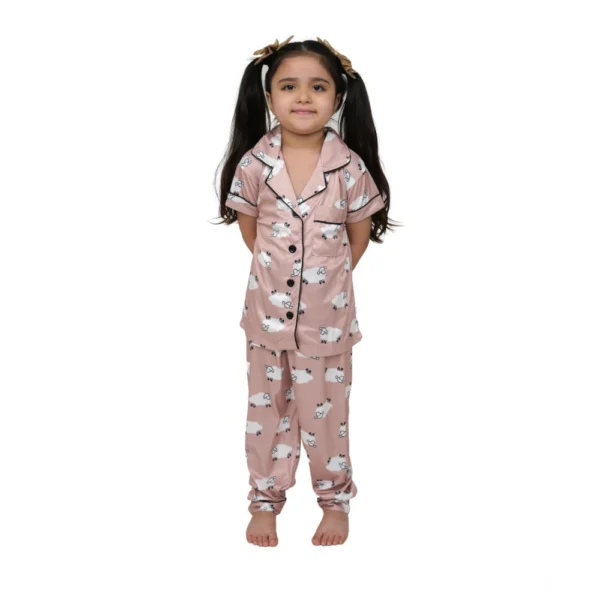 Brown Silk Blend Girls Night Suit