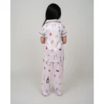 Generic Girl's Silk Bleand Printed Short Sleeve Night Suit Set (Light Pink) - Image 4