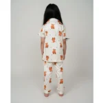 Generic Girl's Silk Bleand Printed Short Sleeve Night Suit Set (White) - Image 3