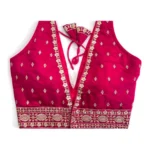 Generic Women's Silk Thread work V Neck Sleeve Less Readymade Blouse (Rani, Free Size) - Image 2