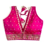 Generic Women's Silk Thread work V Neck Sleeve Less Readymade Blouse (Pink, Free Size) - Image 2