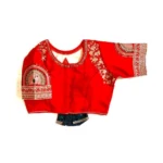 Generic Women's Shining silk Sequance Round Neck Short Sleeve Readymade Blouse (Red, Free Size) - Image 2