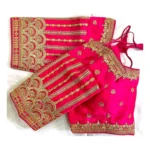 Generic Women's Phantom Silk Embroidery Round Neck Short Sleeve Readymade Blouse (Pink, Free Size) - Image 3