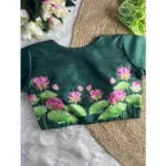 Generic Women's Silk Hand Work Round Neck Short Sleeve Readymade Blouse (Green, Free Size) - Image 2