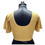Generic Women's Lycra  Printed Round Neck Flared Sleeves Readymade Blouse (Yellow, Free Size) - Image 2