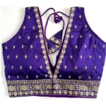 Generic Women's Silk Thread work V Neck Sleeve Less Readymade Blouse (Blue, Free Size) - Image 2