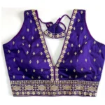 Generic Women's Silk Thread work V Neck Sleeve Less Readymade Blouse (Blue, Free Size)