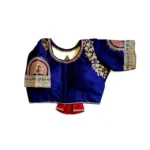 Generic Women's Shining silk Sequance Round Neck Short Sleeve Readymade Blouse (Blue, Free Size)