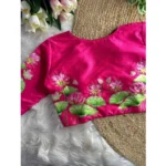 Generic Women's Silk Hand Work Round Neck Short Sleeve Readymade Blouse (Pink, Free Size) - Image 2