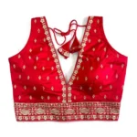 Generic Women's Silk Thread work V Neck Sleeve Less Readymade Blouse (Red, Free Size)