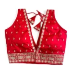 Generic Women's Silk Thread work V Neck Sleeve Less Readymade Blouse (Red, Free Size) - Image 2