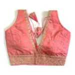 Generic Women's Silk Thread work V Neck Sleeve Less Readymade Blouse (Peach, Free Size) - Image 2