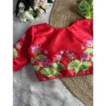 Generic Women's Silk Hand Work Round Neck Short Sleeve Readymade Blouse (Red, Free Size) - Image 2