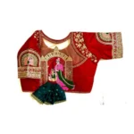 Generic Women's Shining silk Sequance Round Neck Short Sleeve Readymade Blouse (Maroon, Free Size) - Image 2