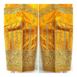 Generic Women's Phantom Silk Embroidery Round Neck Short Sleeve Readymade Blouse (Yellow, Free Size) - Image 2