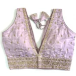 Generic Women's Silk Thread work V Neck Sleeve Less Readymade Blouse (Baby Pink, Free Size) - Image 2