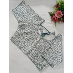 Generic Women's Cotton Printed Round Neck Short Sleeve Readymade Blouse (Teal, Free Size)