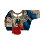 Generic Women's Shining silk Sequance Round Neck Short Sleeve Readymade Blouse (Teal, Free Size) - Image 2