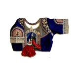 Generic Women's Shining silk Sequance Round Neck Short Sleeve Readymade Blouse (Blue, Free Size) - Image 2