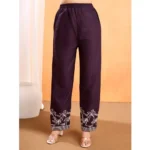 Generic Women's Viscose Rayon Embroidered Chinese Collar Kurti with Pant Set (Wine) - Image 3