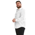 Mens White Cotton Shirt - Angle 3