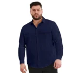 Generic Mens Casual Cotton Solid Full Sleeve Shirt (Navy Blue)