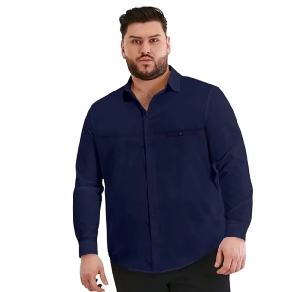 Generic Mens Casual Cotton Solid Full Sleeve Shirt (Navy Blue)