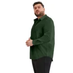 Generic Mens Casual Cotton Solid Full Sleeve Shirt (Green) - Image 3