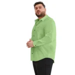 Generic Mens Casual Cotton Solid Full Sleeve Shirt (Pista) - Image 5