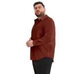 Generic Mens Casual Cotton Solid Full Sleeve Shirt (Maroon) - Image 3