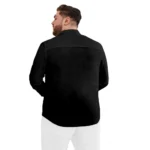 Generic Mens Casual Cotton Solid Full Sleeve Shirt (Black) - Image 3