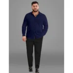 Generic Mens Casual Cotton Solid Full Sleeve Shirt (Navy Blue) - Image 4