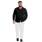 Generic Mens Casual Cotton Solid Full Sleeve Shirt (Black) - Image 4