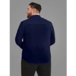 Generic Mens Casual Cotton Solid Full Sleeve Shirt (Navy Blue) - Image 3