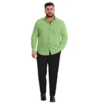 Generic Mens Casual Cotton Solid Full Sleeve Shirt (Pista) - Image 4
