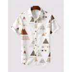 Generic Men's Lycra Printed Half Sleeve Shirt and Shorts Set (White)